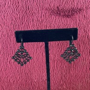 Black Filigree Dangle Earrings Gothic Vintage Style Lightweight Drop Jewelry